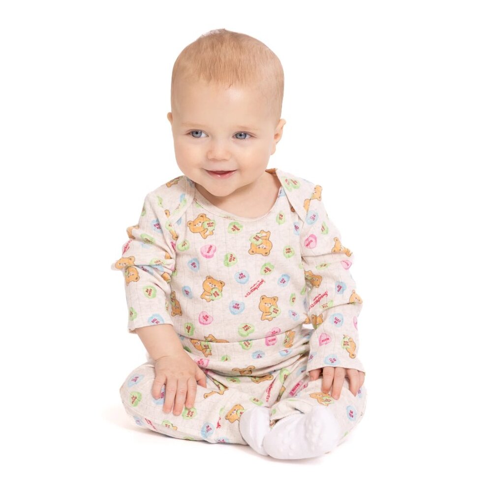 Sweethearts Baby Valentine's Day Long Sleeve Bodysuit with Matching Jogger 0-3